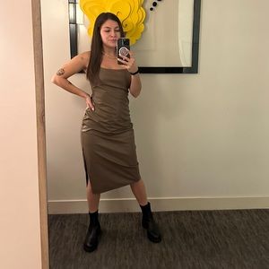 Women’s Wild Fable Dark Taupe Faux Leather Slip Dress